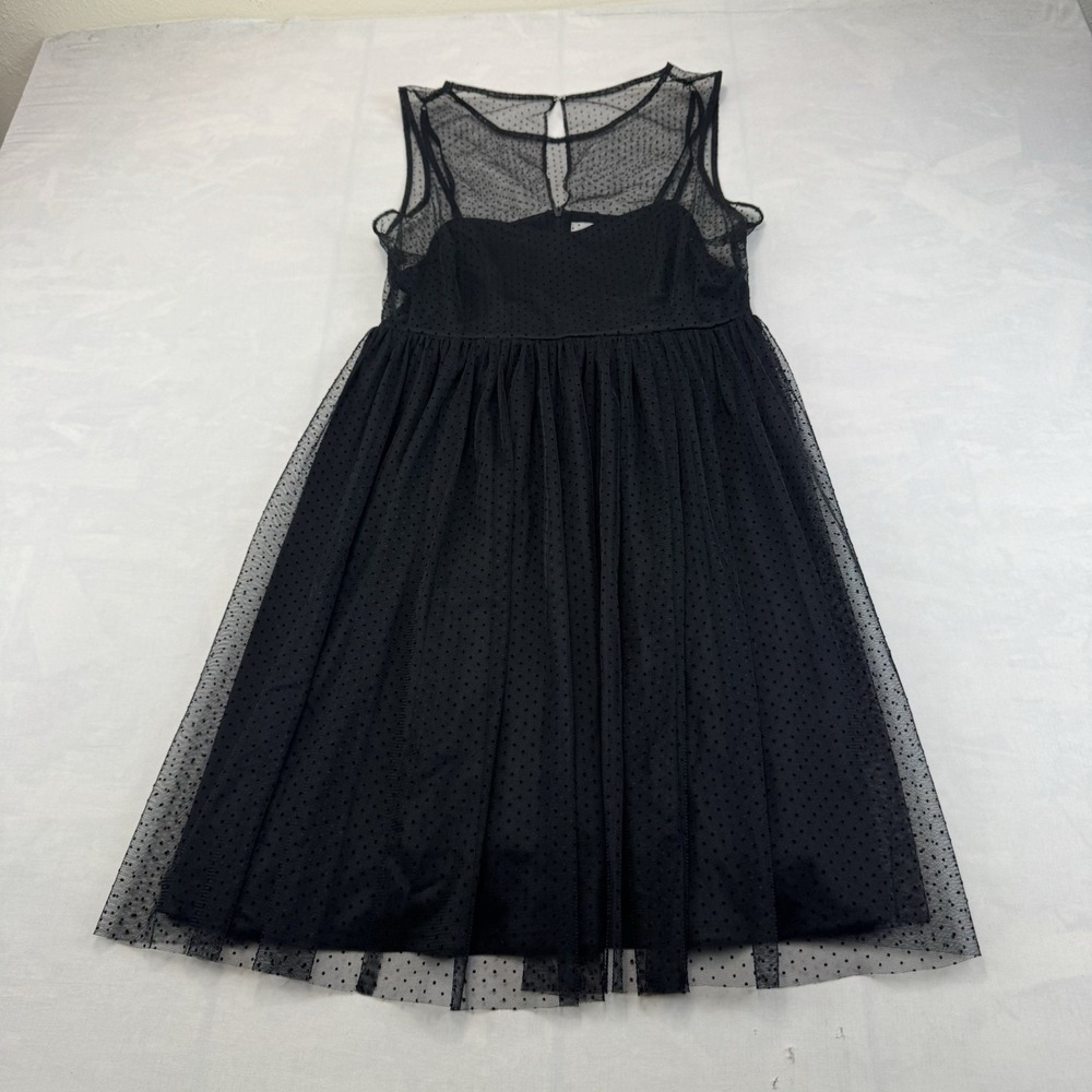 LC Lauren Conrad Womens Black Polka Dot Tulle Overlay Dress Size 4